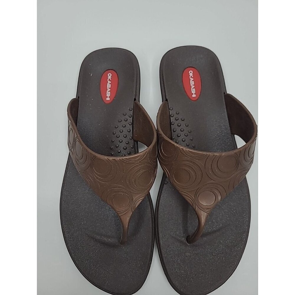 Okabashi Thong Sandals Brown Women's Size Large Made in USA - Picture 3 of 7
